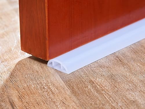 Miniatura 3 de Bloque plegable para baño, tapón de agua, tira de sellado para umbral de ducha, barrera de ducha de silicona autoadhesiva (39 pulgadas, transparente)