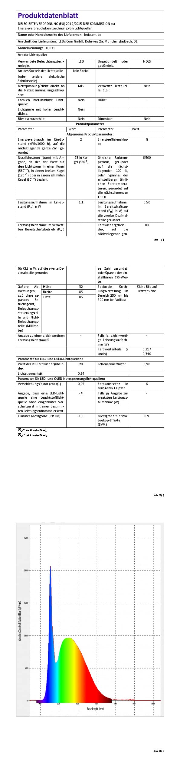 ledscom.de 8x LED Treppenlicht/Wandeinbauleuchte FEX für innen und außen, rund, 85mm Ø, kaltweiß