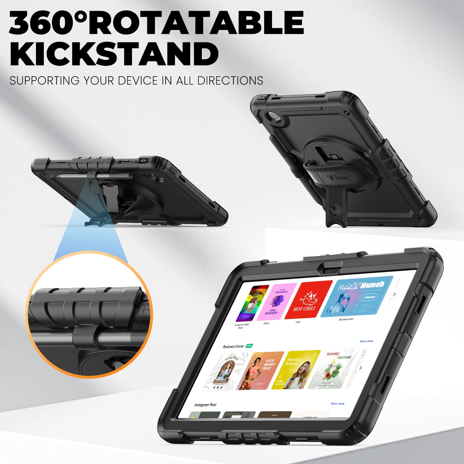 timecity Funda para tablet Lenovo Tab M11 (TB330FU/TB330XU) de 11 pulgadas con soporte para bolígrafo, soporte para lápiz capacitivo, protector de pantalla, correa de mano de 360°, para Tab K11 LTE