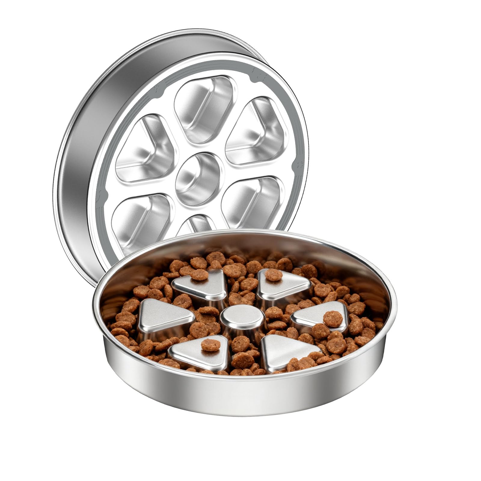 RYAKKA Slow Feeder Dog Bowl,Havy Stainless Steel Large Dog Food Bowls Prevents Bloat with Anti-Slip Makes Meal Time Fun Slow Down Eating 3Cups for Medium Large Dogs & Cats（25.4CM）