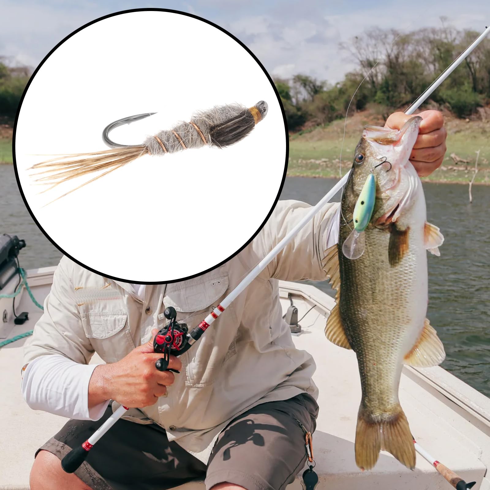 Lot de 5 Leurres de Pêche à La Truite Appâts Artificiels Nymphes Oreille de Lièvre Hameçons à Tête Dorée 10#
