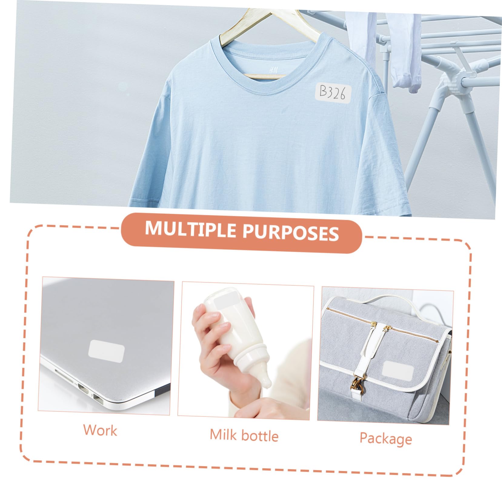 VILLCASE 480pezzi Etichette Adesive Per Etichette Scrivibili e Lavabili Per Scuola e Abbigliamento Per Confezione
