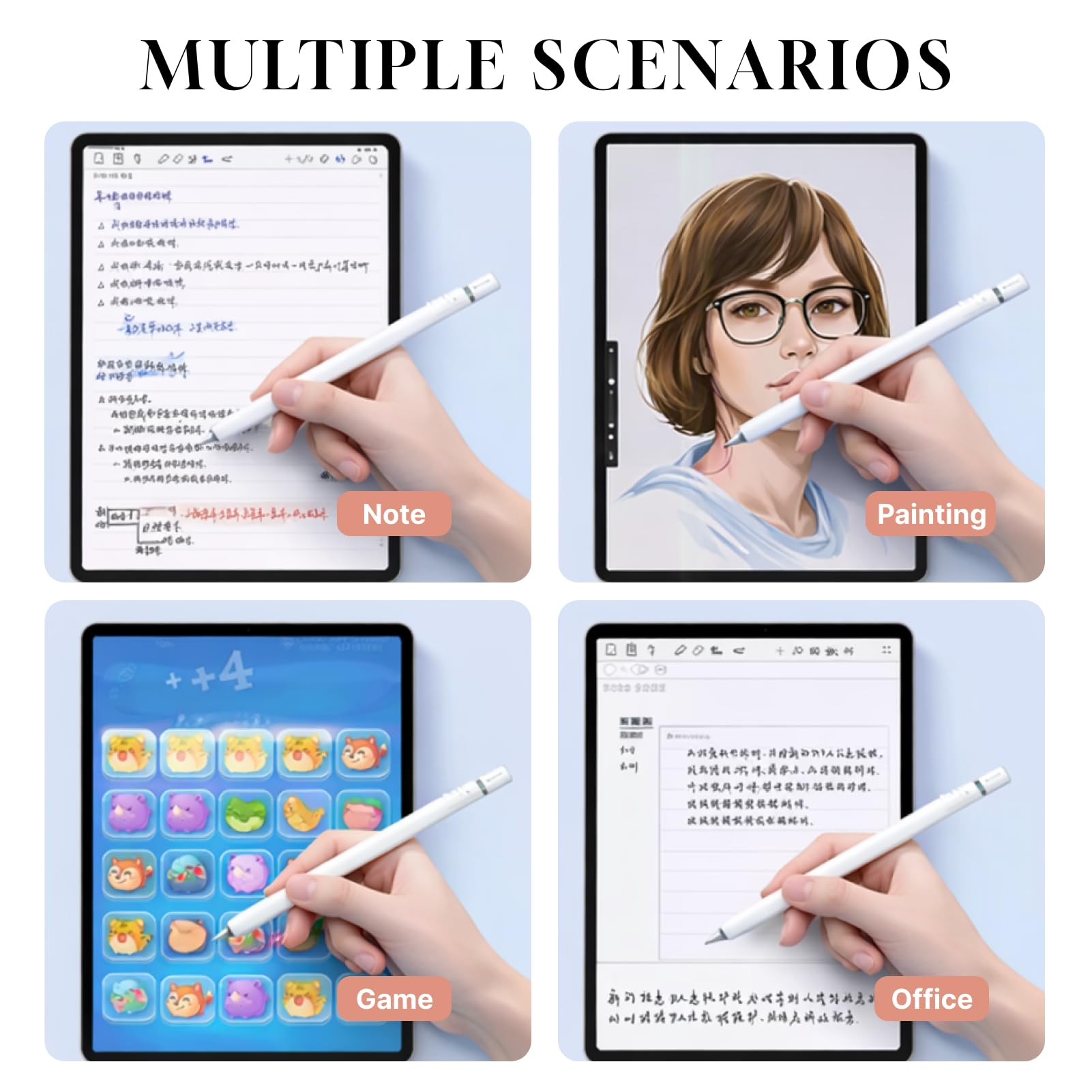 Lot de 3 Stylos Tactiles Universels 2 en 1 pour Smartphones, Tablette, Haute Précision Compatible iPad iPhone Android Samsung