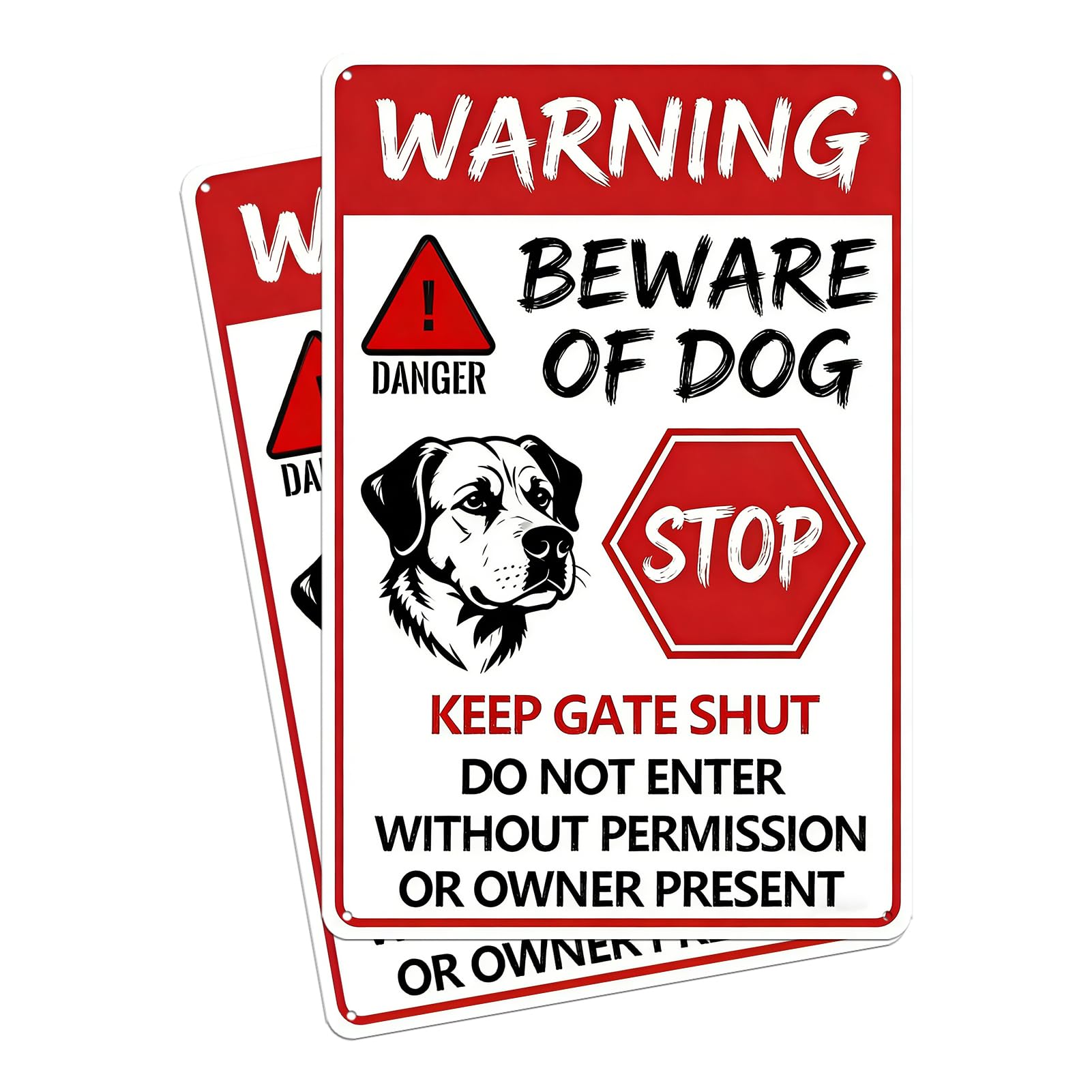 2 Pack Beware Of Dog Signs For Fence Guard Beagle Dogs On Duty Decor Metal Tin Sign Warning Yard Signs For Property Do Not Open Gate Enter Sign 8x12 Inch