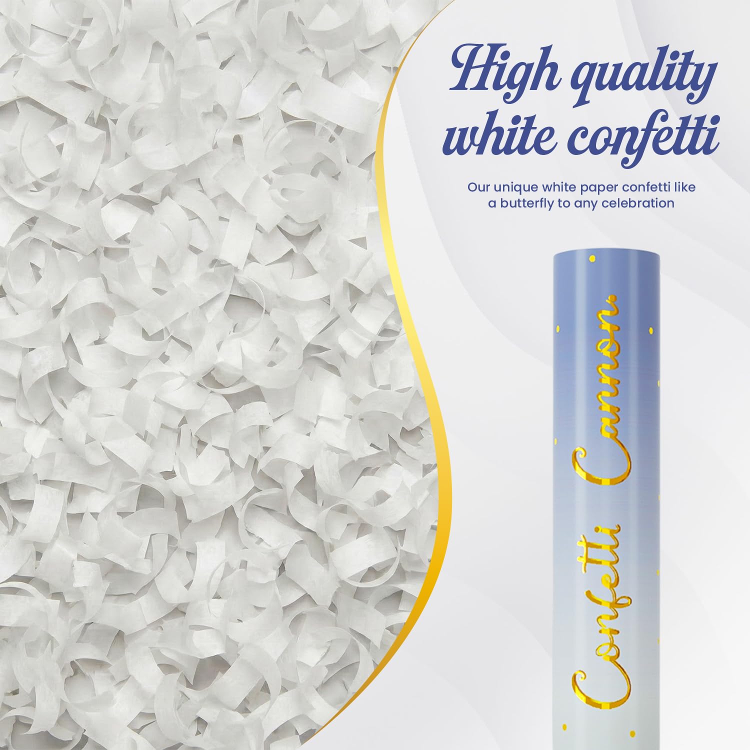 Cañón de confeti biodegradable blanco para boda, paquete de 12 unidades, 12 pulgadas, para bodas, cumpleaños, graduación, Año Nuevo