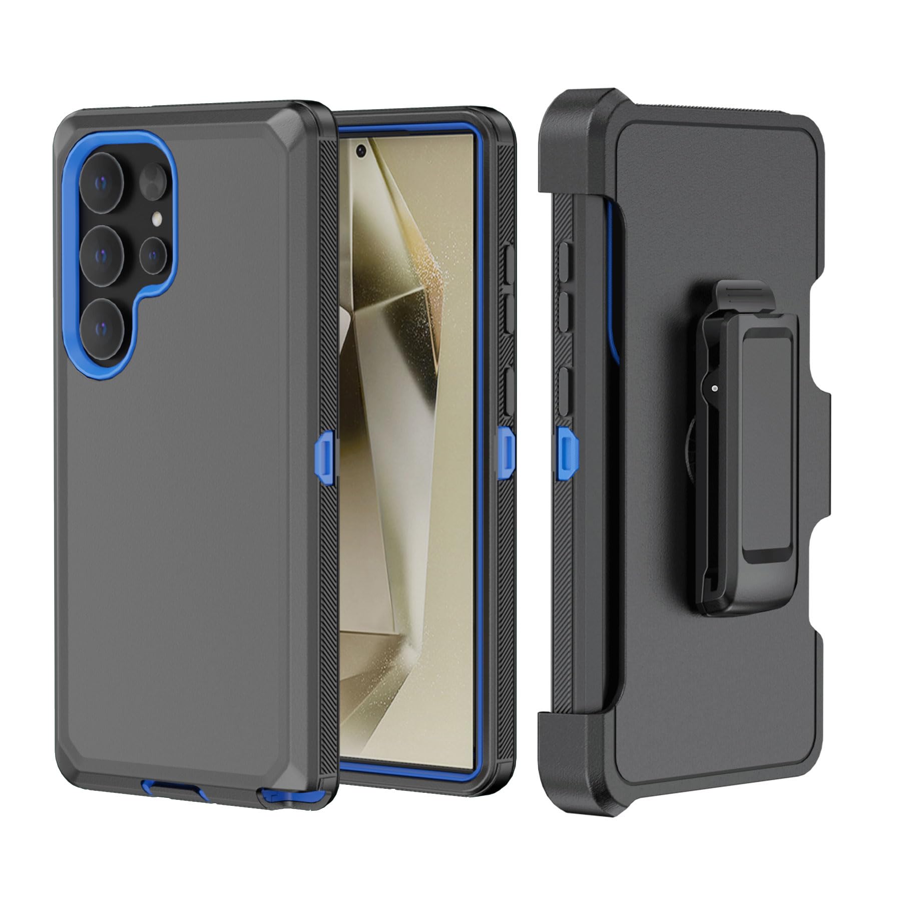TASHHAR Phone Case for Samsung Galaxy S24 Ultra case,Heavy Duty Hard Shockproof Armor Protector Case Cover with Belt Clip Holster for Samsung S24
