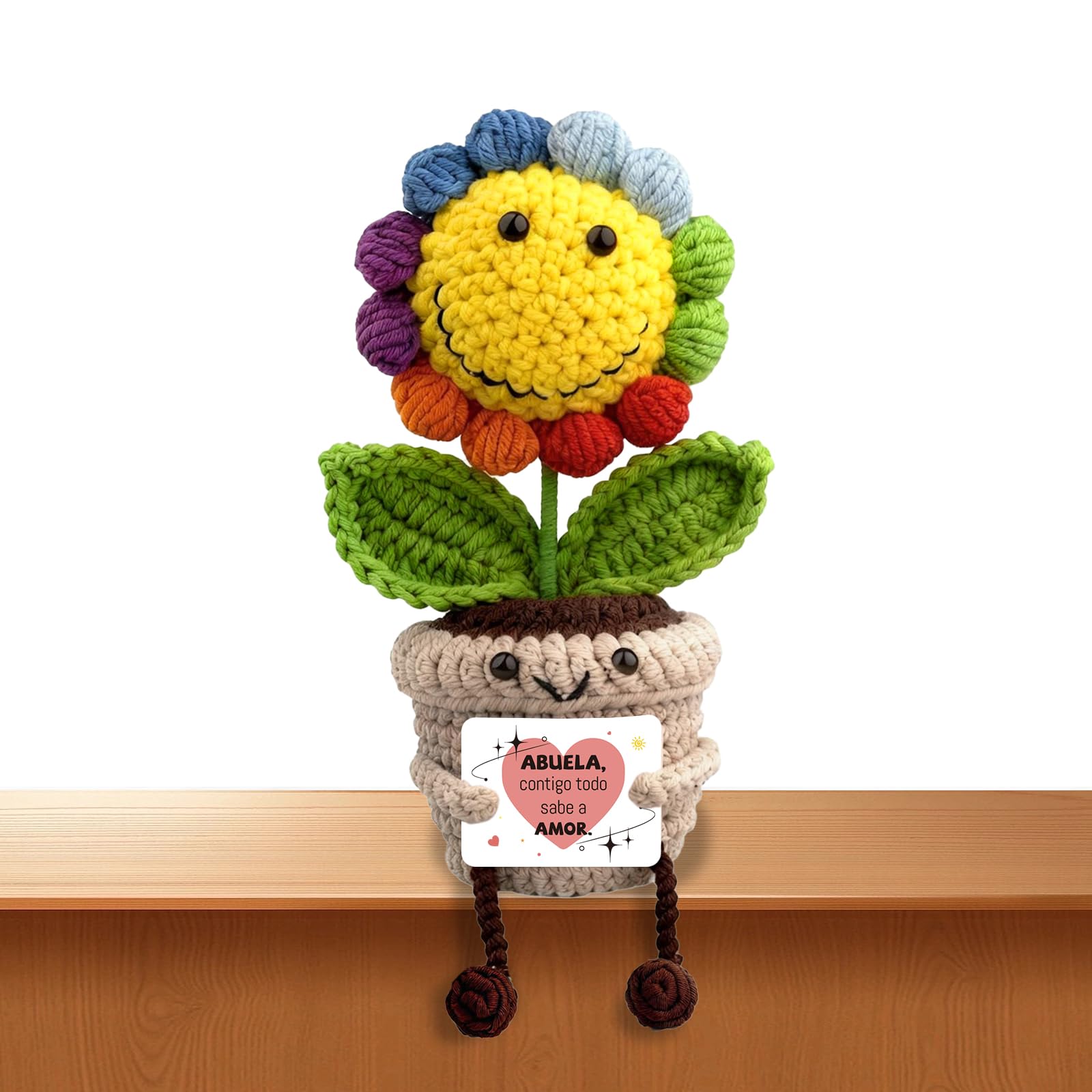 Regalo Abuela - Girasol de Ganchillo de Apoyo Emocional, Lindo Adorno Girasoles Coloridos - Regalos Originales para Mujer, Regalos para Familia, Amigos