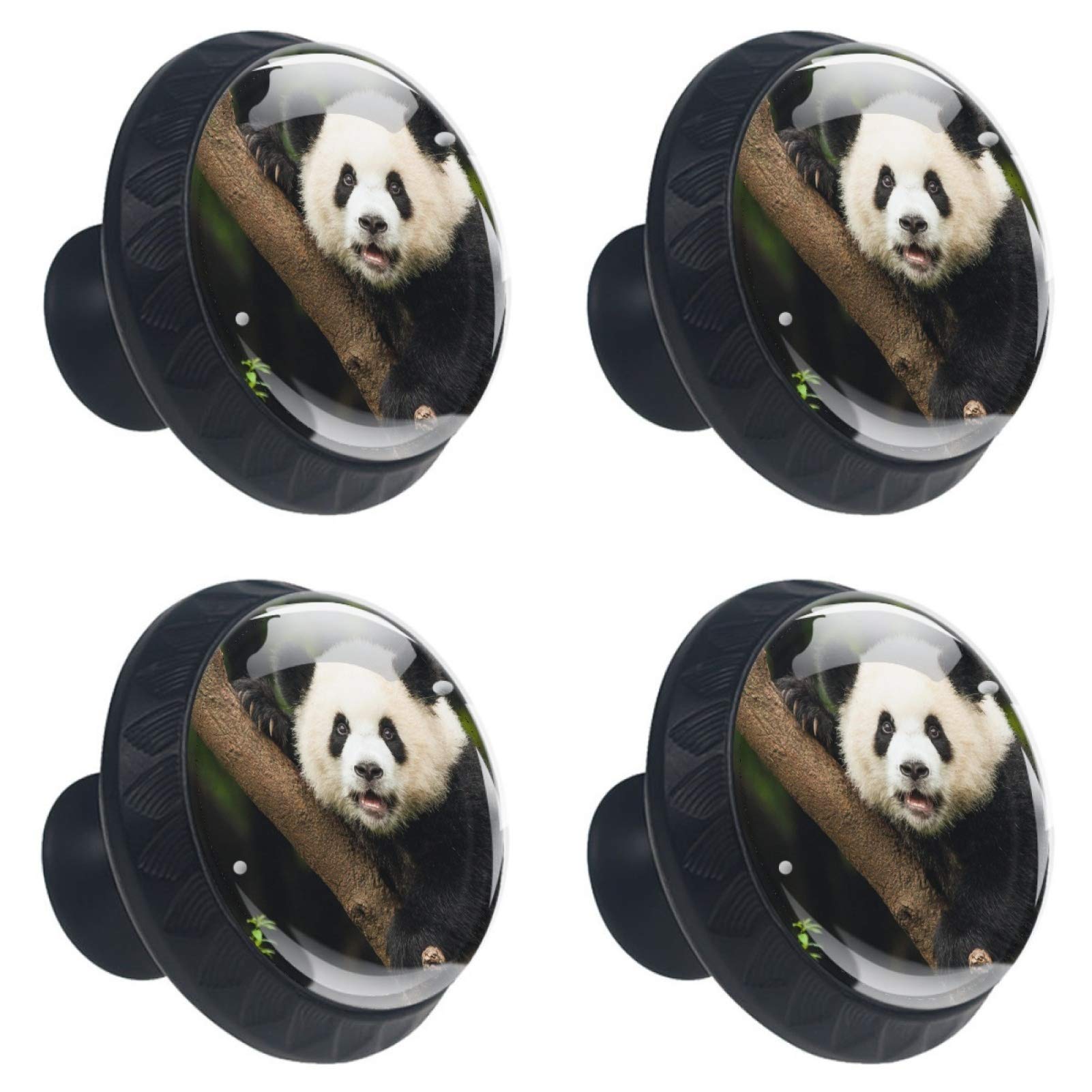 Boutons de meuble panda ronds en verre 30mm pour placard armoire et tiroir
