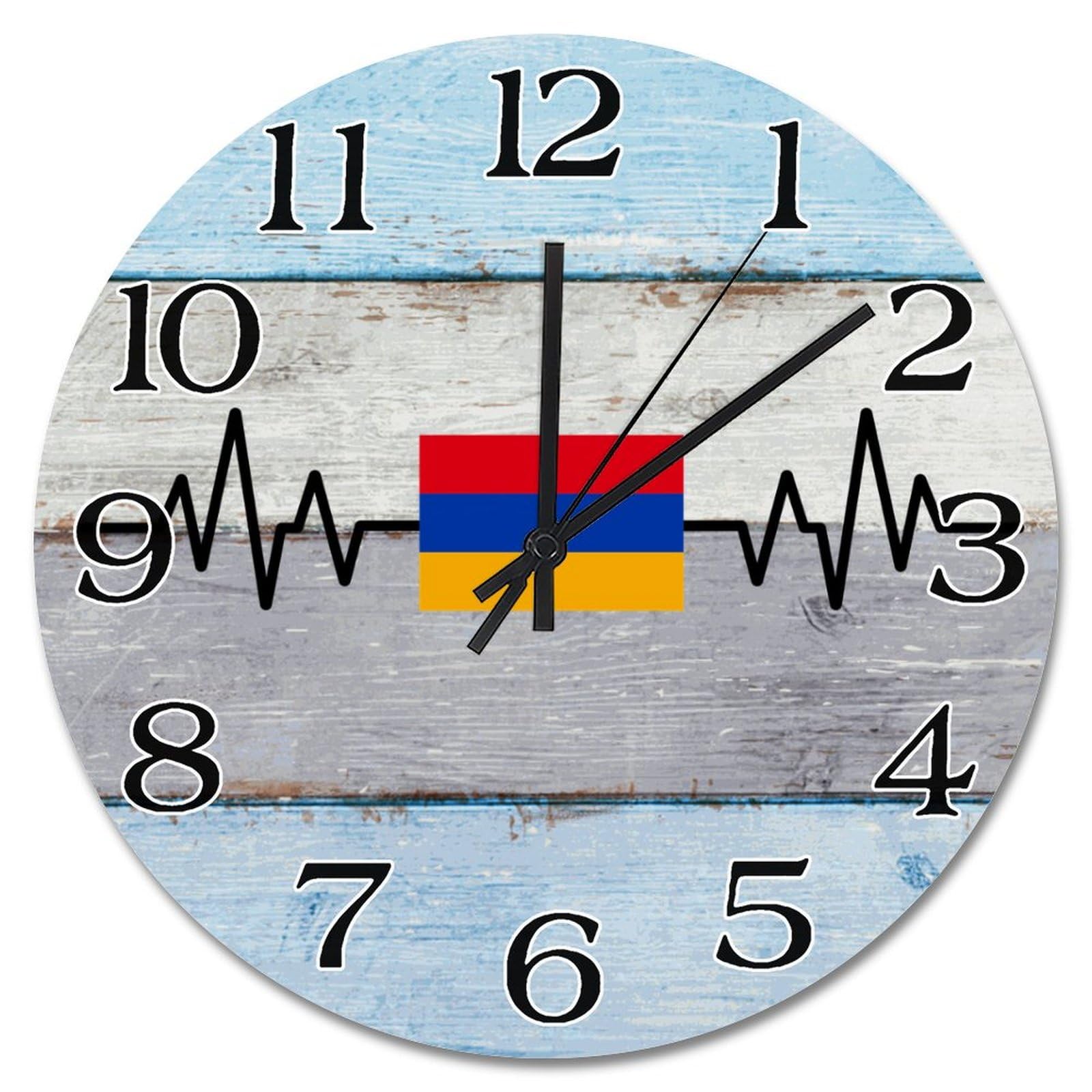 Horloge murale en bois drapeau Arménie 38,1 cm de salon