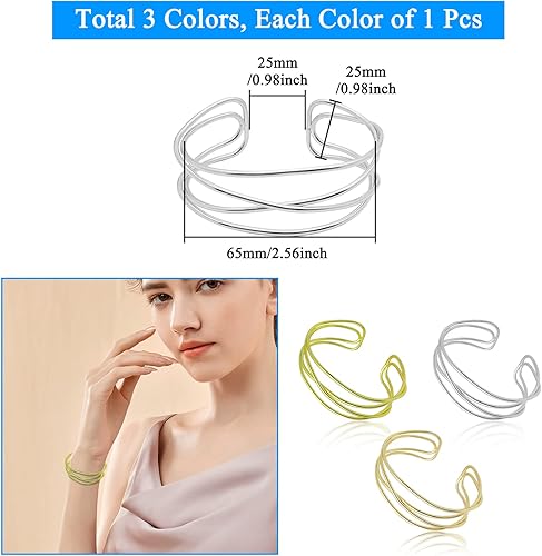 Miniatura 2 de Ximalun Cuff Bangle Bracelet Set for Women,Multi-layer Cross Wire Bangle Bracelet Open Adjustable Wide Wire Bracelets Cuff Wrap Bracelet for Teen