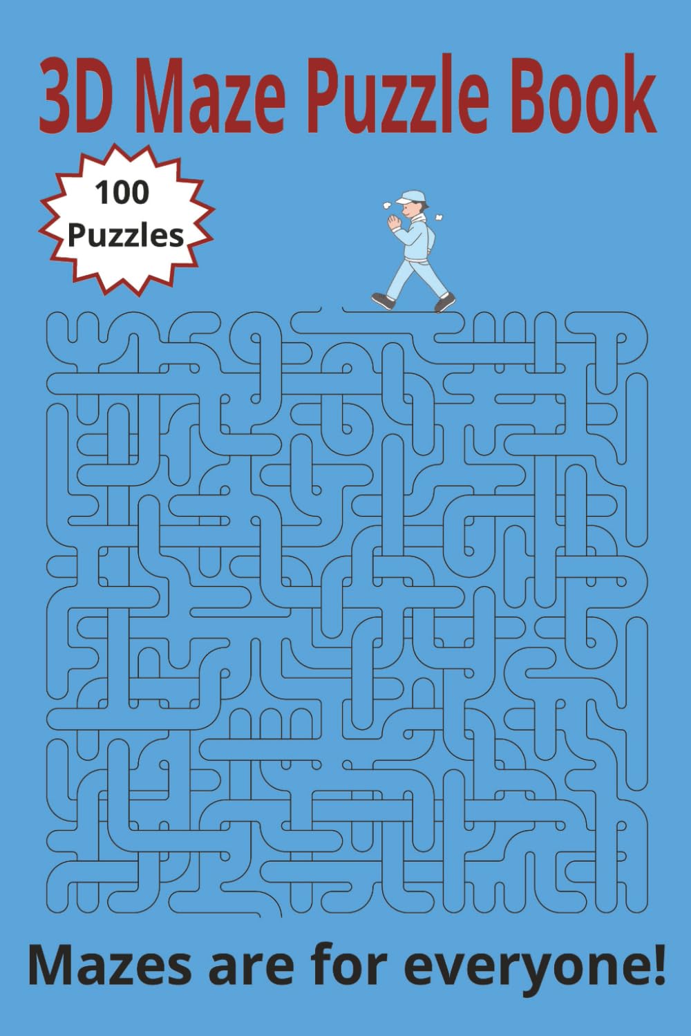 3D Maze Puzzle Book: This challenge puzzle has easy to see print about mazes with solutions/6x9 inches, 100 puzzles,....Gifts for Vacations, Holidays, and Leisure time.
