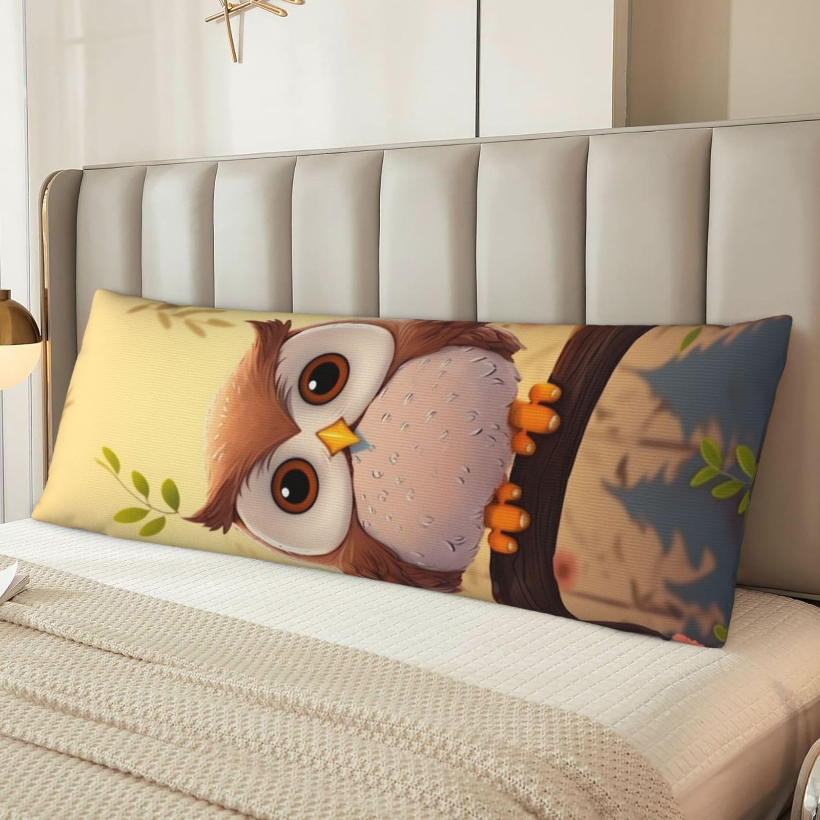 Cute owl Body Pillow Case Cover, Microfiber Long Pillow Cases, Ultra Soft and Cozy Plush Body Pillowcase Decorative Long Bed Pillow Cover for Sleeping 20x54 Inches