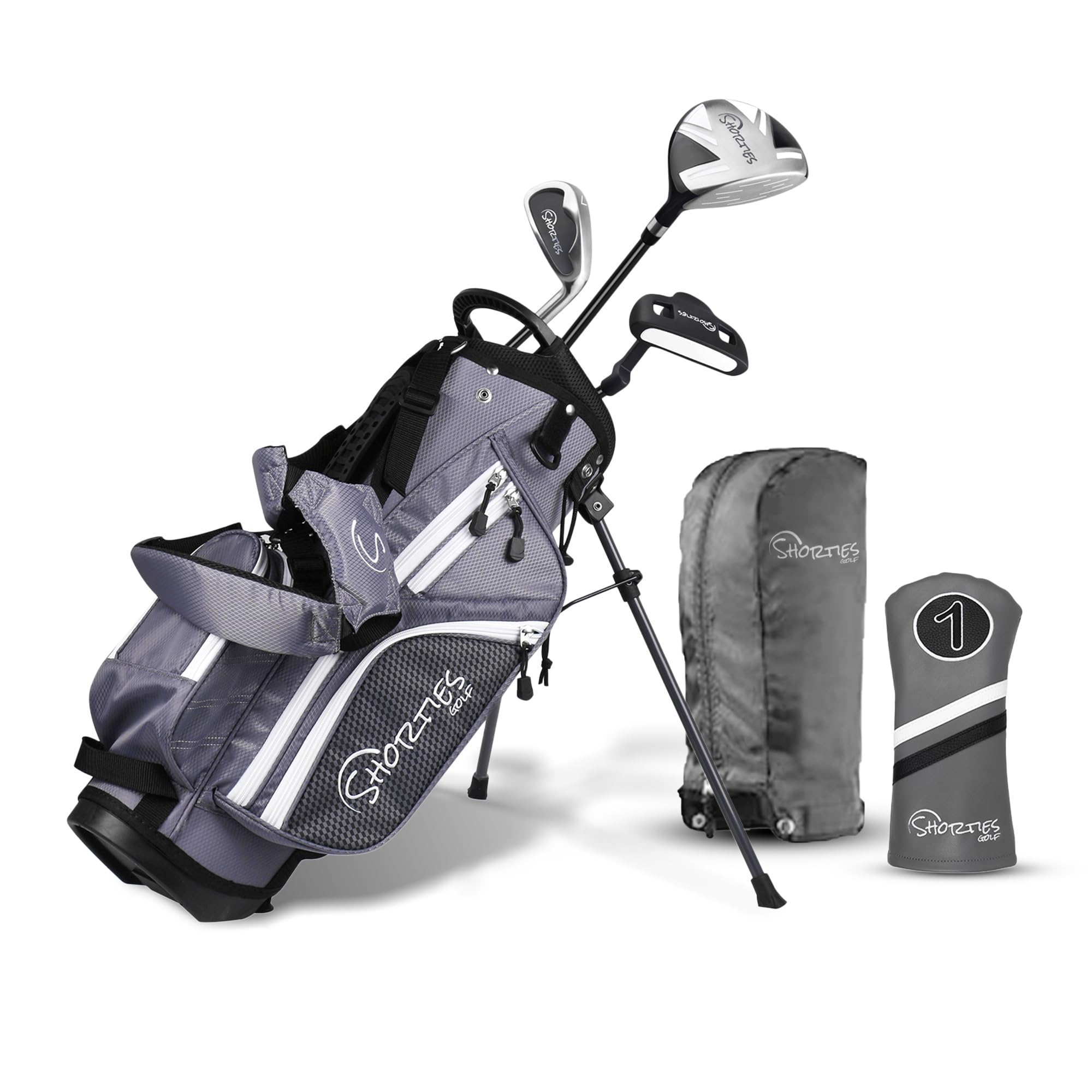 Shorties Golf - Kids Golf Club Set | Perfect for Toddler Golfers and Kids 34"-38" Tall | EasyCarry Stand Bag | Driver, 7-Iron, Putter, Headcover, and Rain Cover