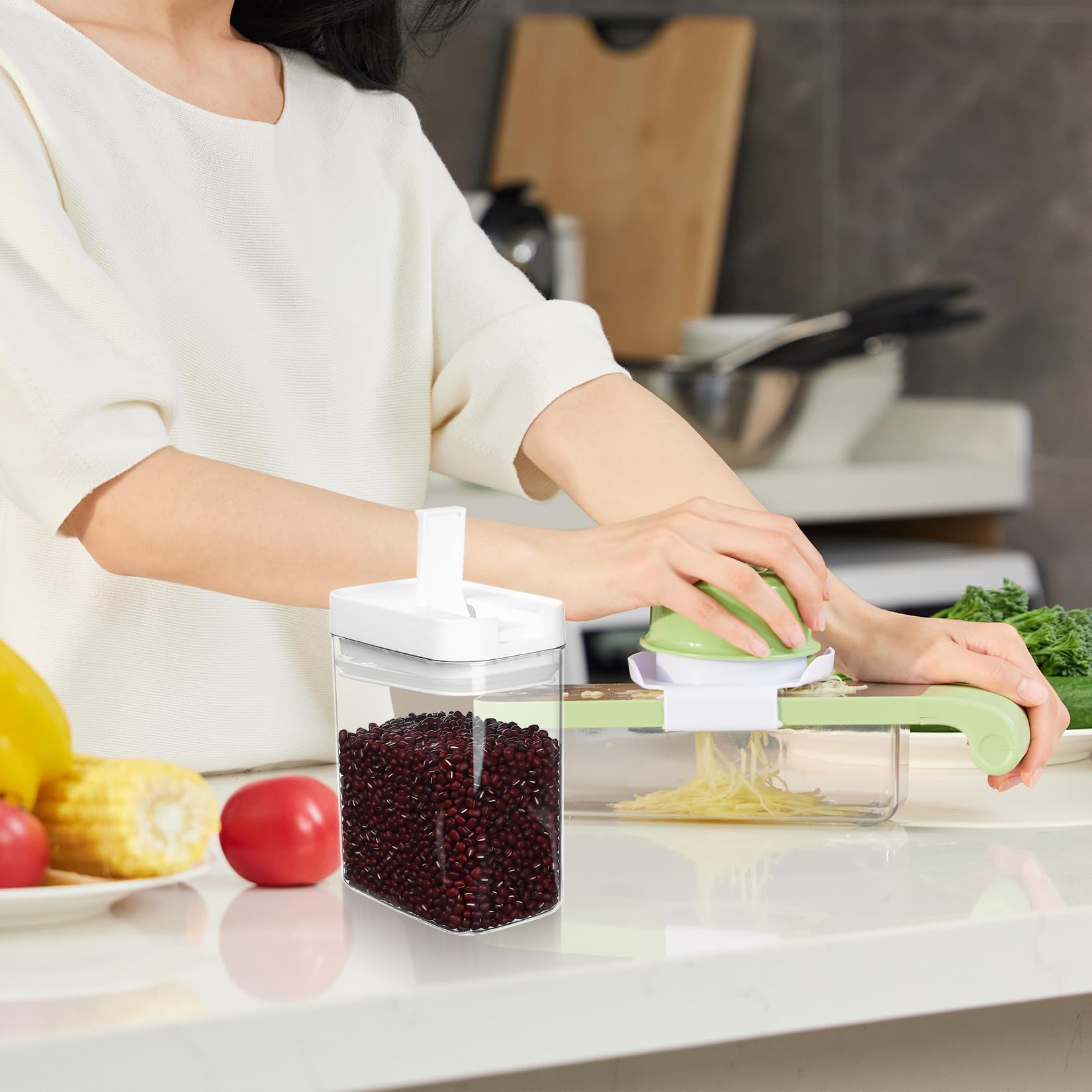 Contenitori Alimentari Ermetici 800ml - Barattoli Plastica Per Pasta, Cereali E Farina Con Coperchio Sicuro - Foto 3
