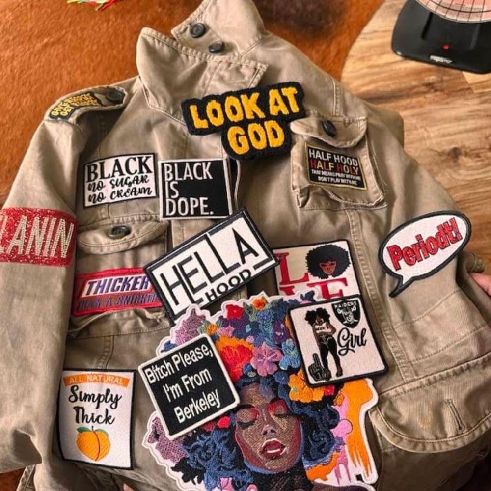 (Large Loc Diva) Embroidered Iron-On/Sew-On Patch – African American Pride Applique by Prideful Patchez for Jackets, Hats, Jeans, Backpacks, Clothing, DIY Crafts, Accessories & Gifts