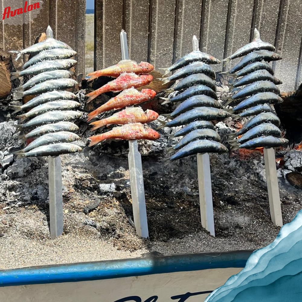 Spiedini espeto in acciaio inox 50 cm Avalon - spiedino per carne, verdure, pesce (sardina, spigola) barbecue e griglia (15)