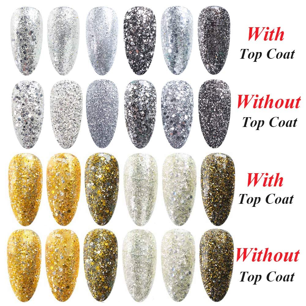 NAILWIND Nail Glitter Powder, Chrome Nail Powder, Metallic Mirror Powder, for Woman Girls,Nails Decoration,Nail Art Manicure,Nail Designs (6 Pcs Set, Gold) 4