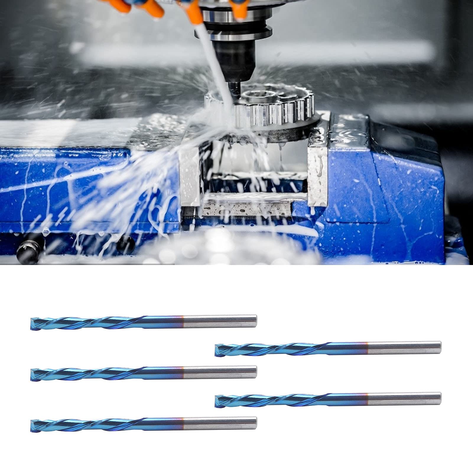 Cubo azul nano de acero tungsteno 2 herramienta de cortador de fresado de flauta 3.175x22x55 mm