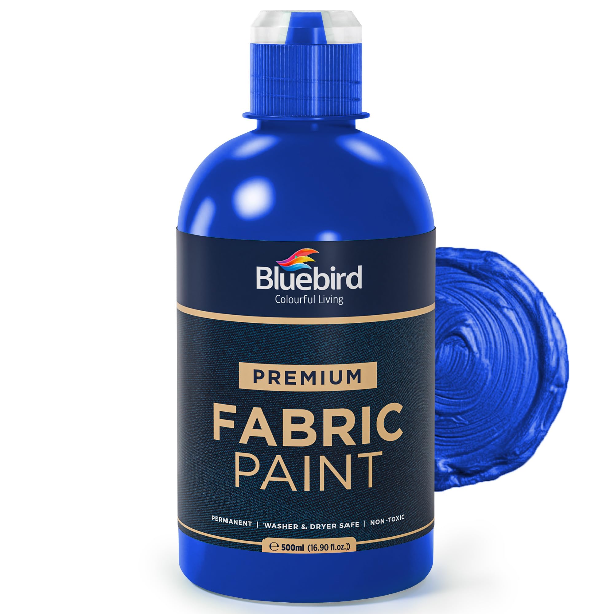 BLUEBIRD Fabric Paint, Pthalo Blue, 16.9 Fl Oz, Permanent Fabric Paints for Clothes, Furniture Upholstery