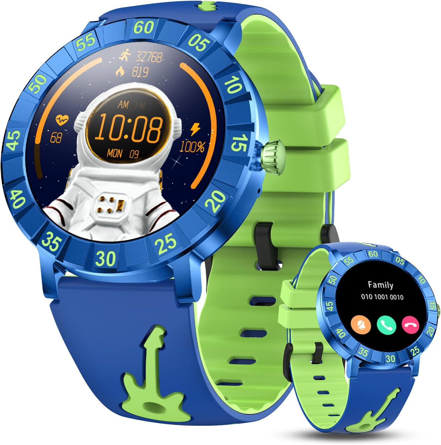 Smart Watch for Kids, NO APP/Phone, 1.26" Fitness Tracker Watch Pedometer, with Heart Rate, Sleep Monitor, IP68 Waterproof, Puzzle Game, Study Cards, Gift for Boys Girls 5-16, Blue