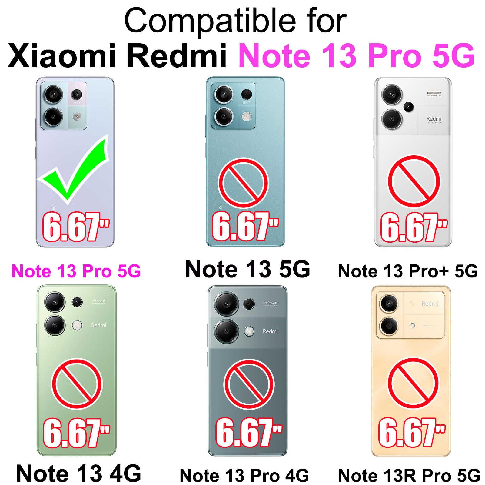 Cover Portafoglio In Pelle Con Farfalla Dorata Per Xiaomi Redmi Note 13 Pro 5G - Custodia A Libro Magnetica - 5