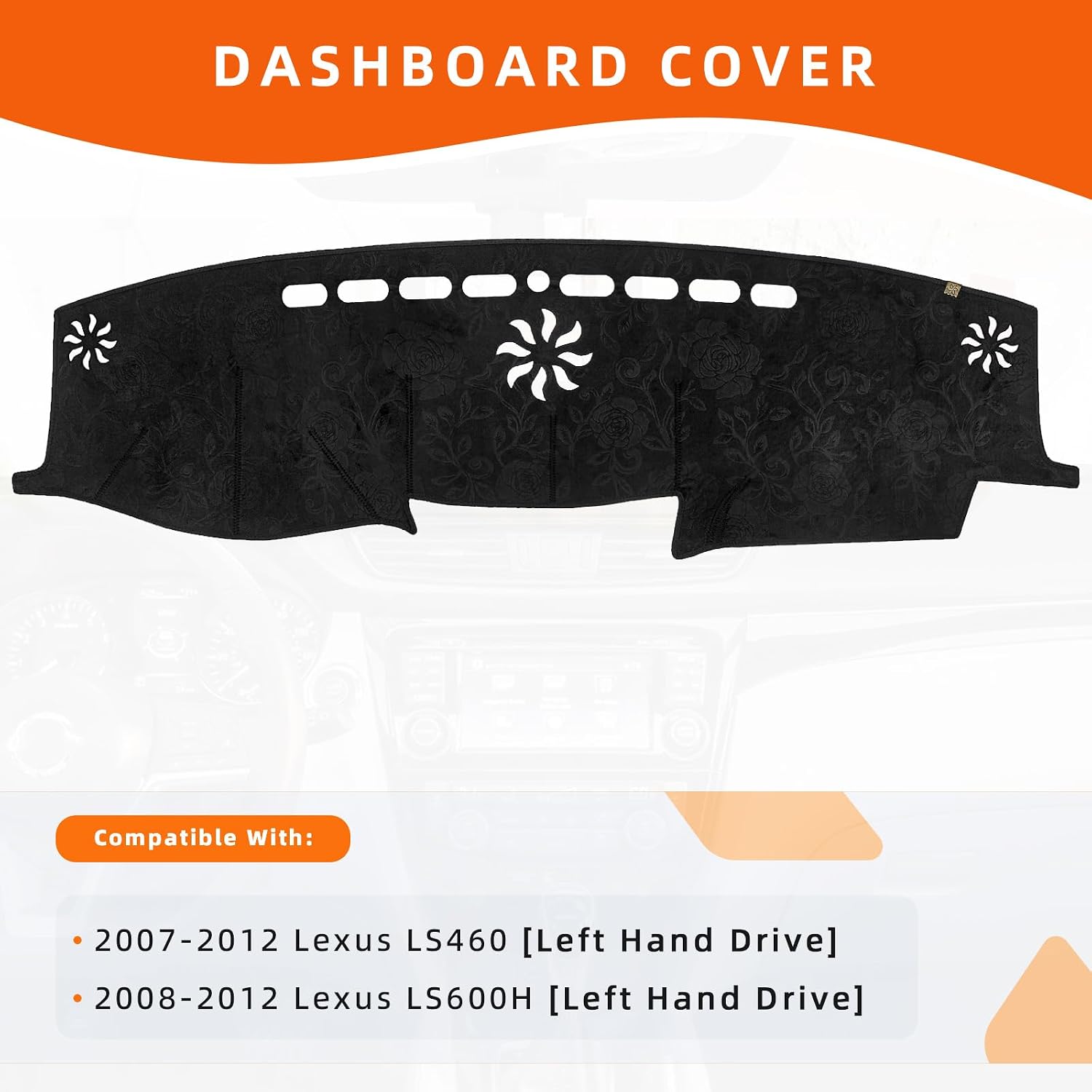 Dashboard Cover Dash Mat Fit for 2012-2007 Le-xus LS LS460 LS600H (for Left Hand Drive),Car Dash Board Mat Anti-Glare Carpet,Non-Slip Pad Sunshield Protector (Flannel)
