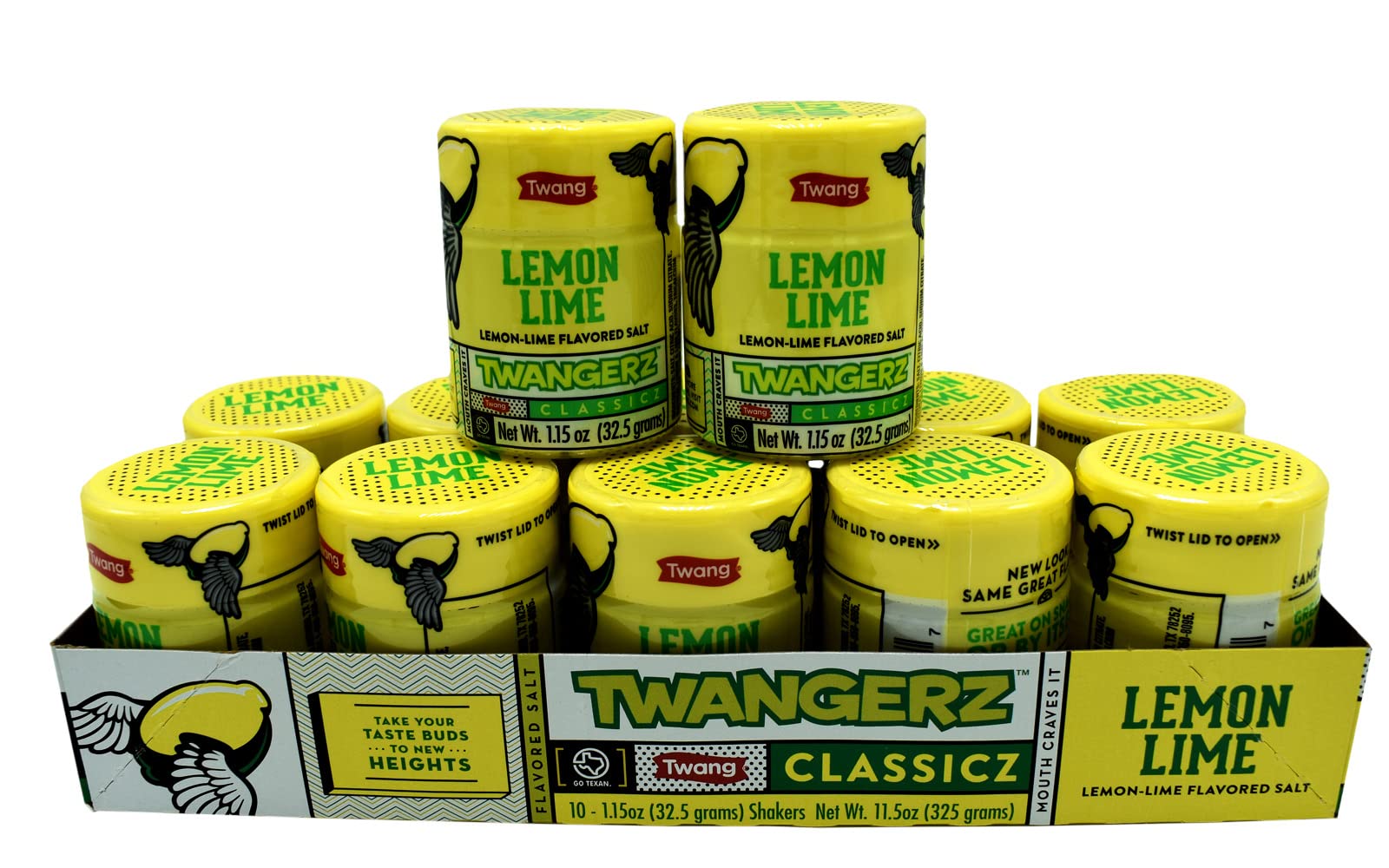 Twang Twangerz Flavored Salt Snack Topping - Lime, Lemon Lime, Chili Lime & Dill Pickle (Lemon Lime, 12 Pack)