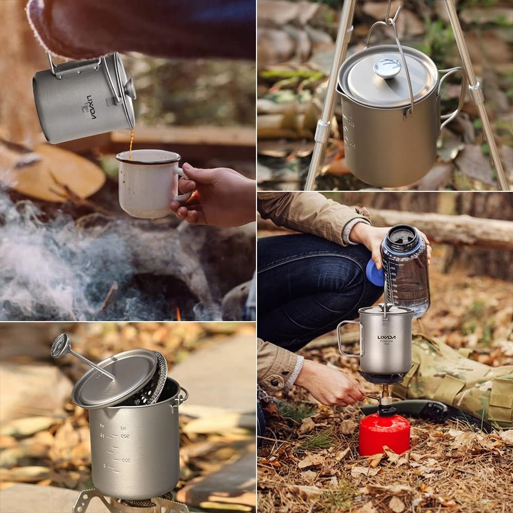 Lixada Camping Titanium Kaffeetasse 750ml Tragbar mit Deckel