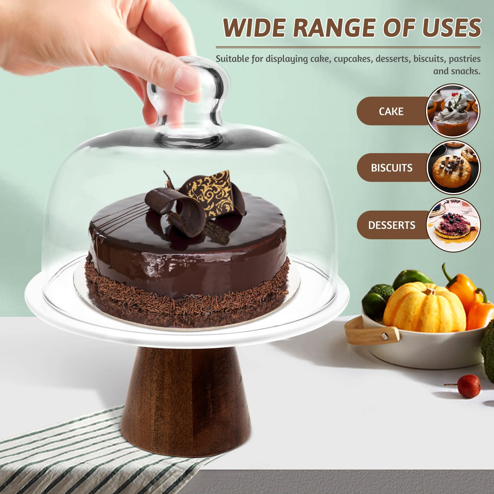 Alzata per Dolci in Ceramica con Coperchio, Espositore per Torte
