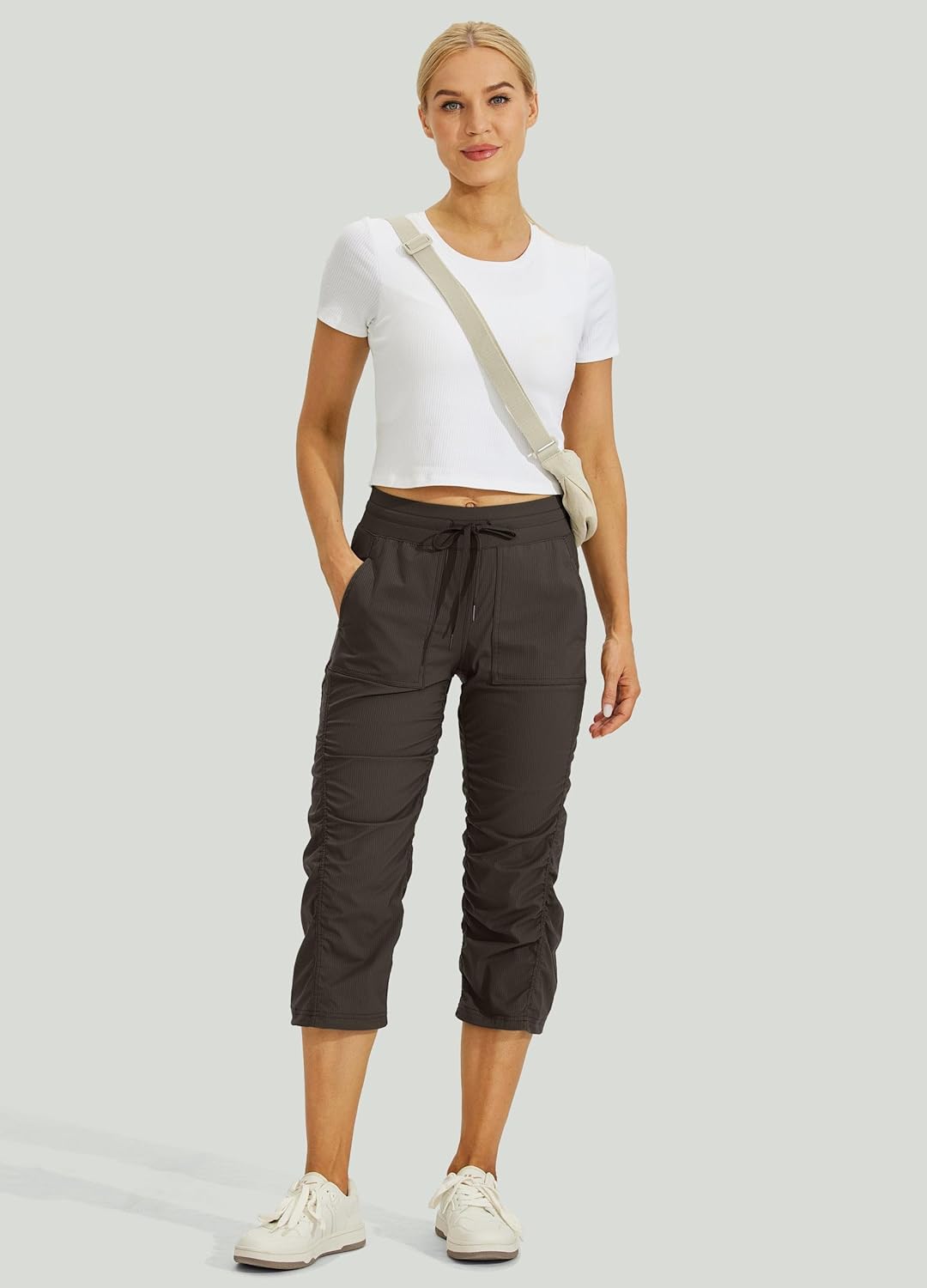 Willit Women's Quick-Dry Capris Travel Pants Lightweight Striped Woven Hiking Workout Casual Pants with Pockets - Image 6
