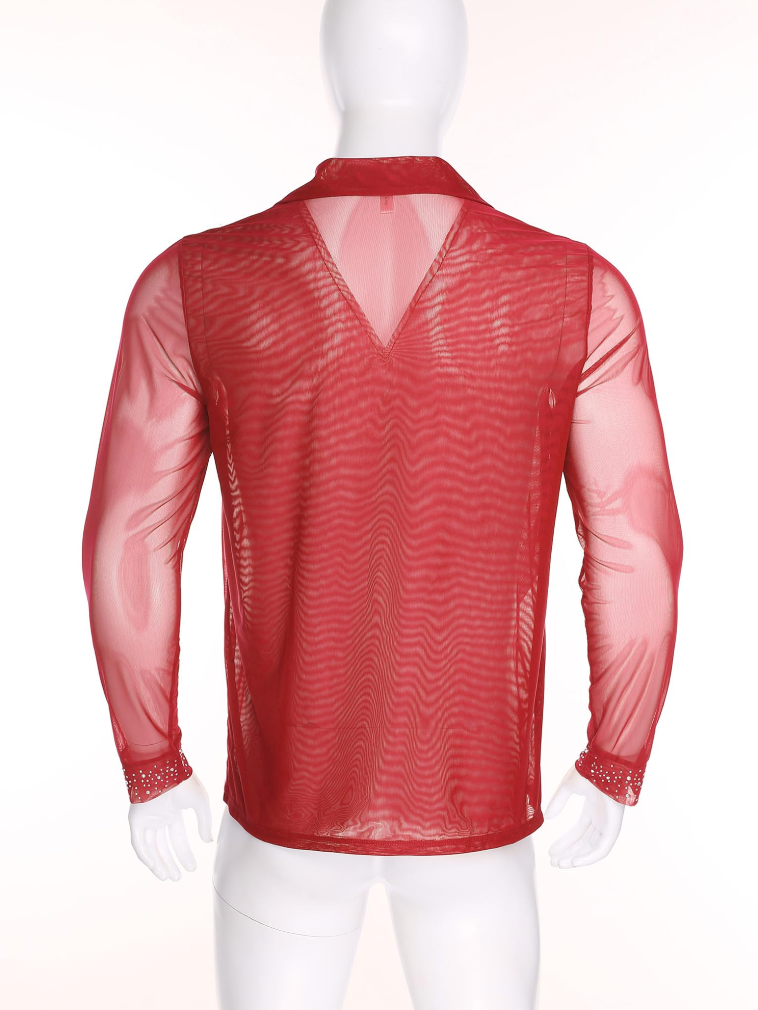 Camisa Baile de Salón para Hombre Leotardo Baile Latino Camisa de Patinaje Artístico para Competición S-XXL Rojo M