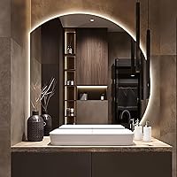 Vista 8 de Niccy Espejo LED de baño, 32"x20" pulgadas, rectangular, espejos de tocador para montar en la pared, con marco de metal, espejo inteligente