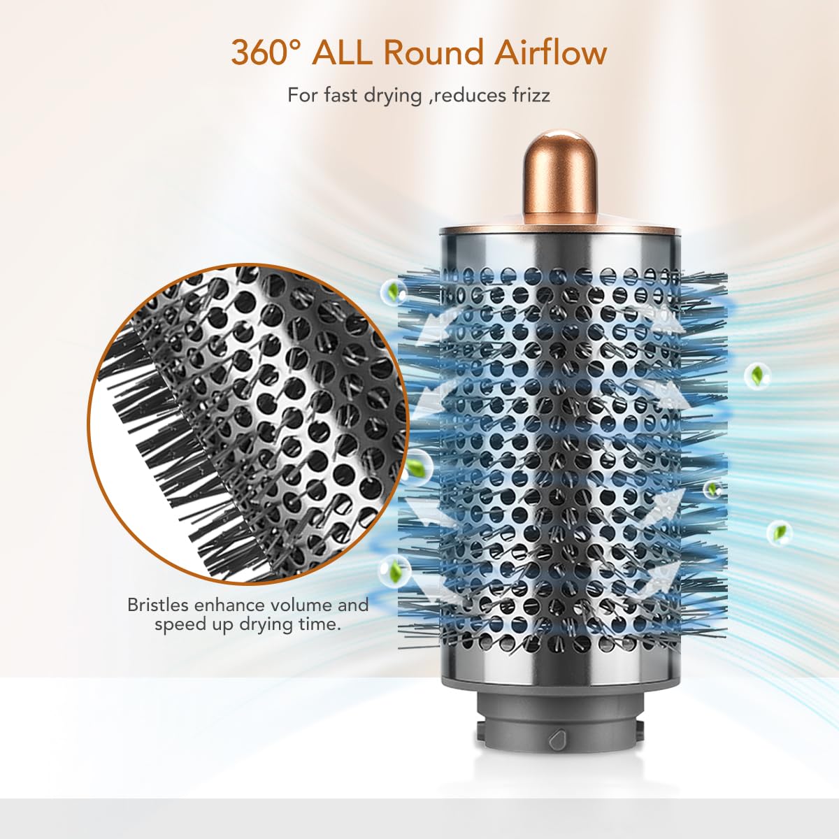 Large Round Volumizing Brush for Dyson Airwrap Styler Nickel/Copper Big Round Brush Volumizer Attachment for or Dyson Airwrap HS01 HS05 HS08 - Image 3
