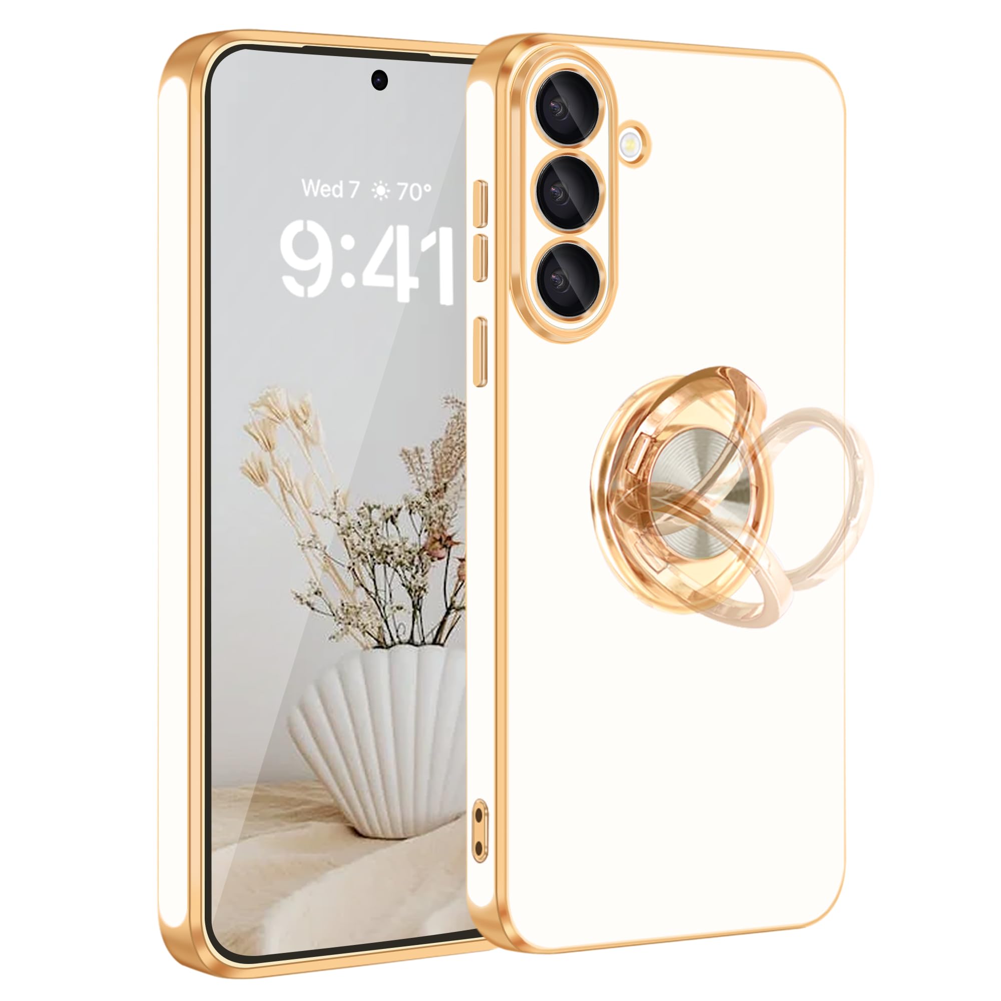 Funda delgada Fingic para Galaxy S26 Plus acabado dorado premium 8