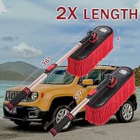 Vista 2 de Plumero exterior de automóvil sin arañazos con mango extensible, kit de cepillo de algodón encerado para automóvil, cepillo de detalles automático