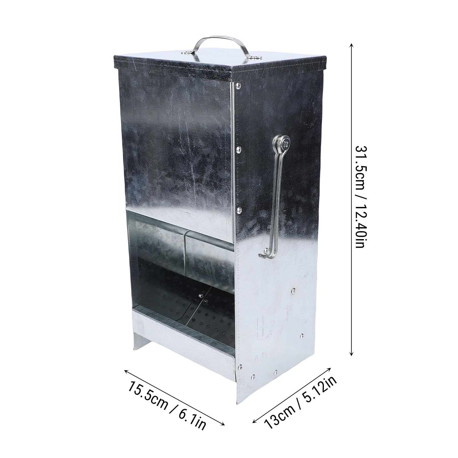 Srliya Dispenser di Cibo per Conigli da Esterno con Protezione Antipioggia per Mangiatoia per Conigli, Struttura Zincata