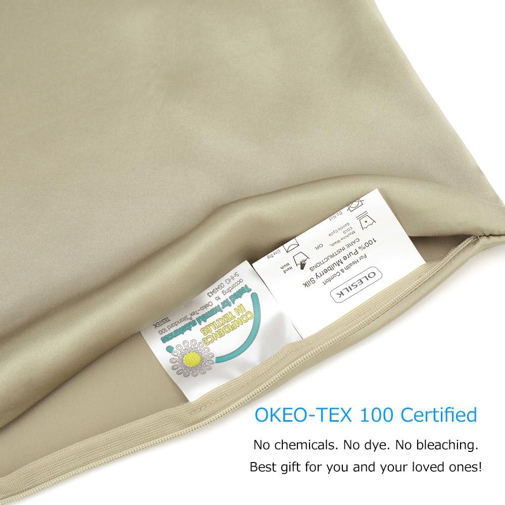 OLESILK 100% Silk Pillowcase for Hair and Skin Both Sides 16 Momme Real Natural Mulberry Silk - Image 4