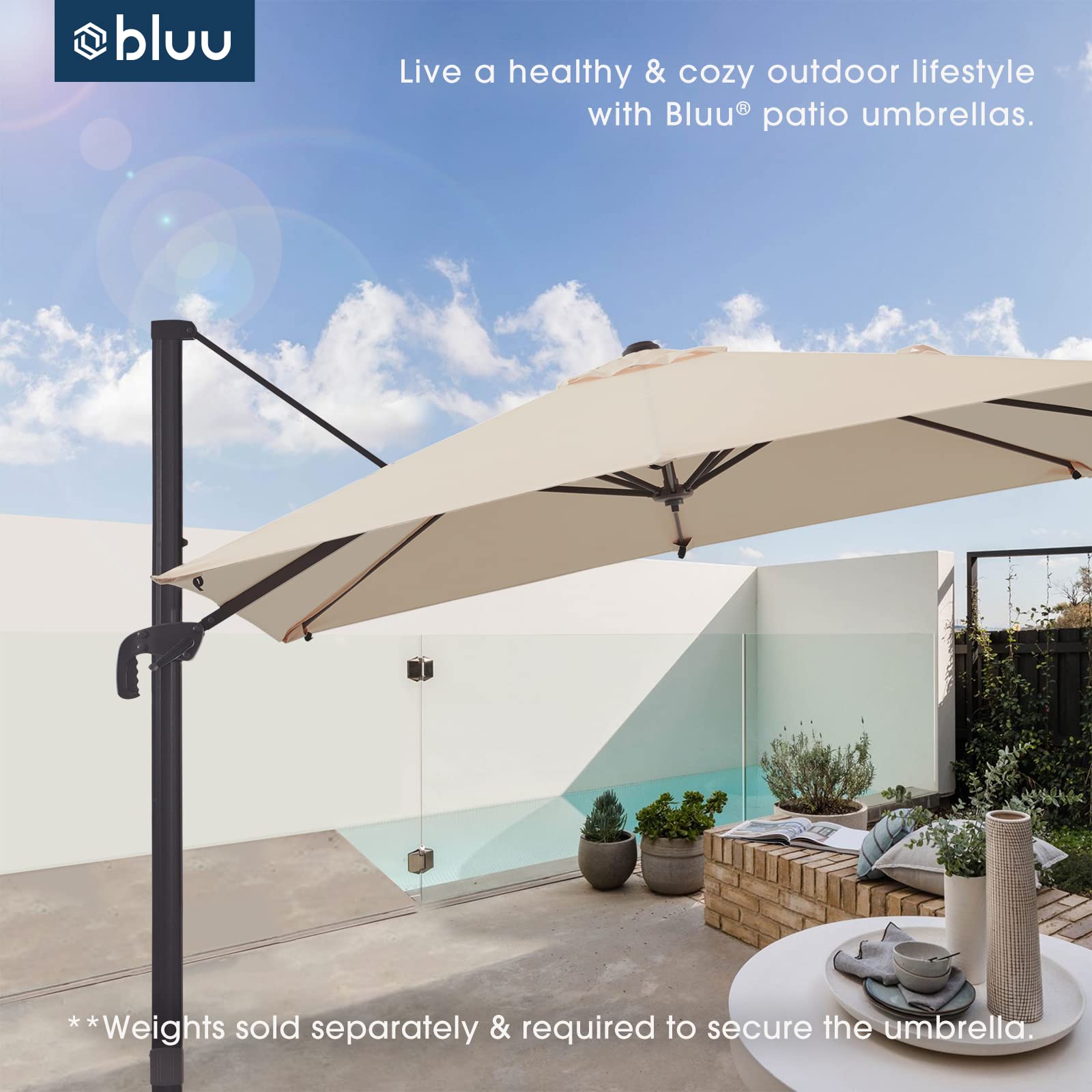 Buy BLUU SYCAMORE 8.2*8.2 FT Square Patio Cantilever Umbrella, Aluminum