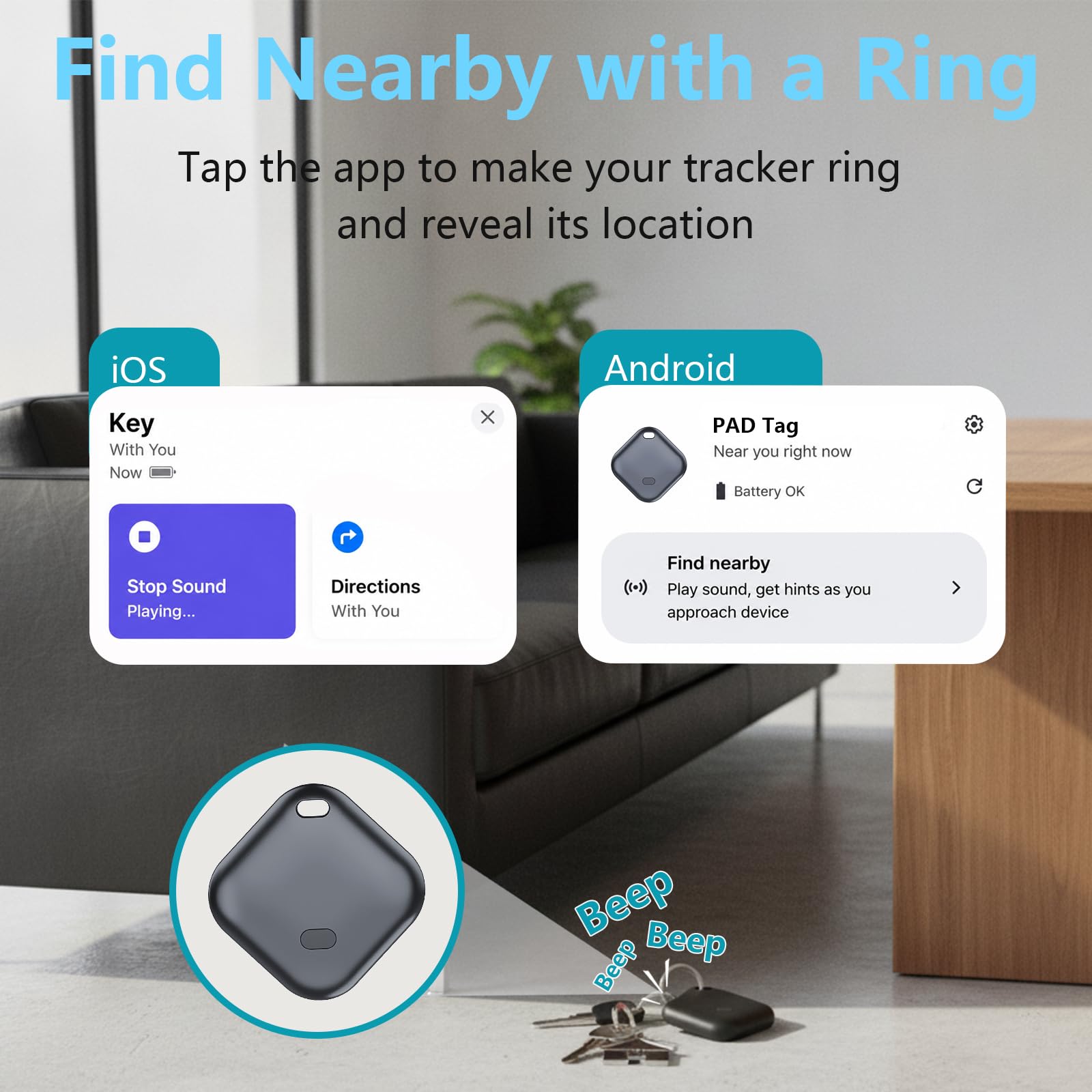 Rocketek Smart Tag 2026 4 pièces, Traceur Android & iOS, Localisateur Clés | Double système Apple Localiser & Google Find Hub / Batterie 12 mois / Localisation sonore et carte / Clés et bagages