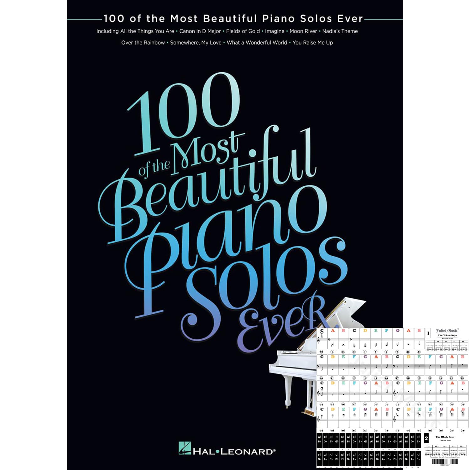 100 of the Most Beautiful Piano Solos Ever & Juliet Music Key Stickers