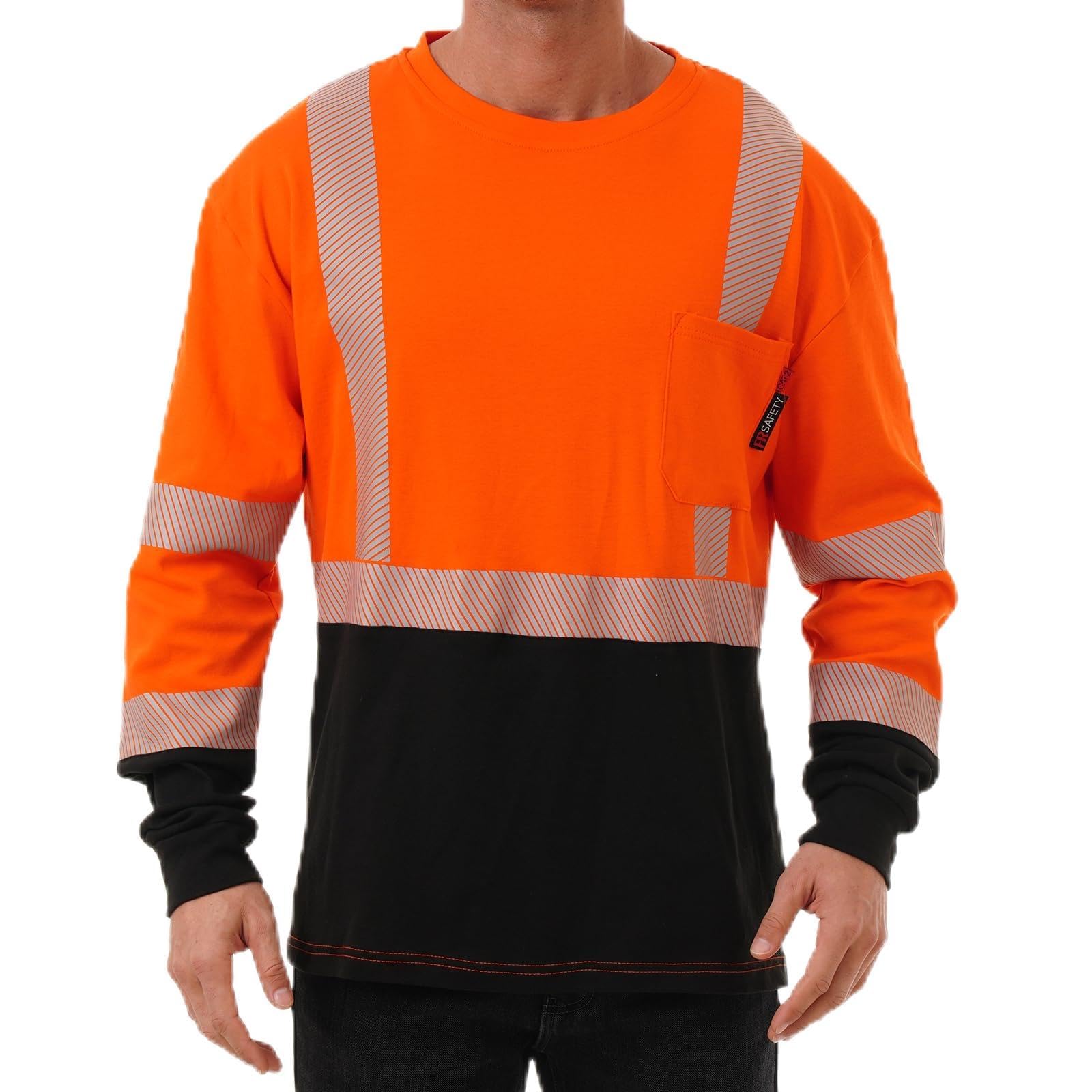 FR Shirts for Men 6 oz Hi Vis Fire Resistant Flame Resistant Long Sleeve Shirts High Visibility Cotton Welding Shirt CAT2