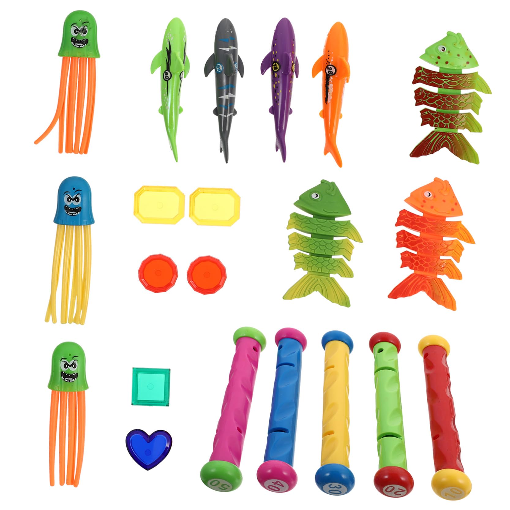 Giochi da Immersione in Plastica 21 Pezzi, Giochi per Piscina