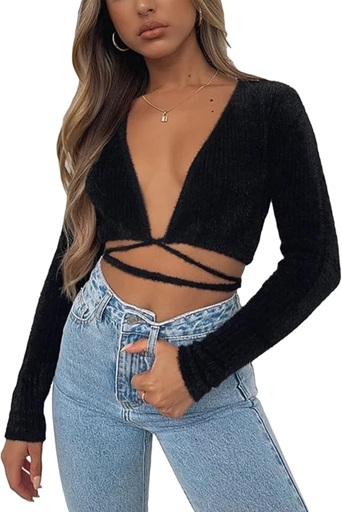 ruched fuzzy knit crop top