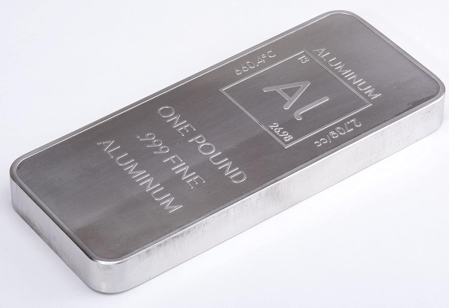 1 Pound .999 Pure Aluminum Bar Bullion with Element Design Unique