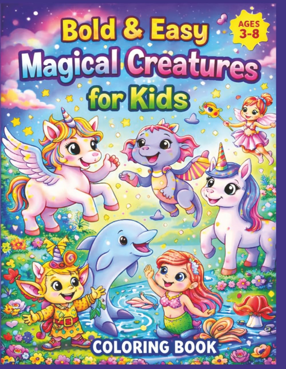 Bold & Easy Magical Creatures for Kids: 50 Simple Fantasy Coloring Pages with Unicorns, Dragons, Mermaids, Fairies, and More