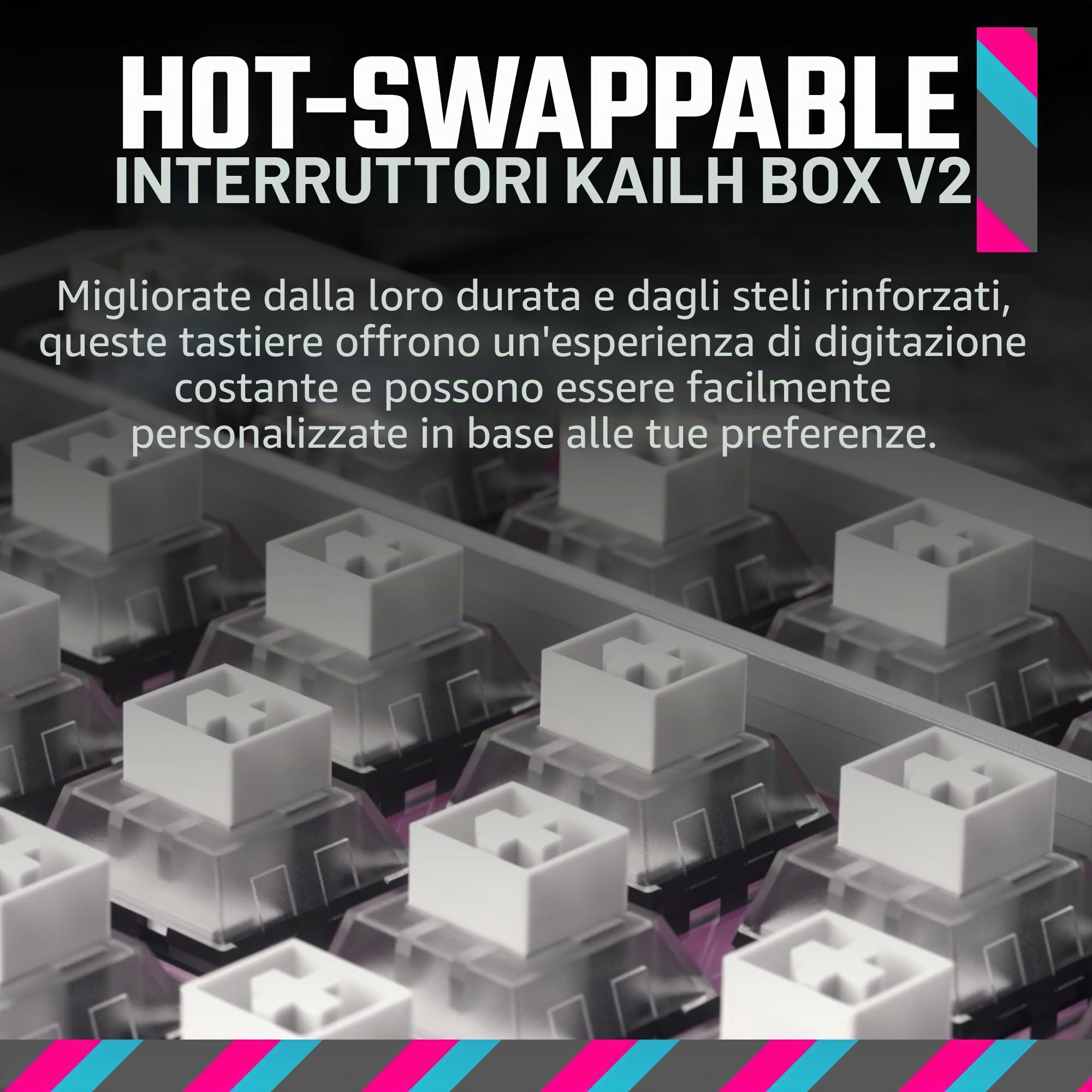 Cooler Master Kailh Box V2 - Tastiera da gioco meccanica wireless RGB MK770, interruttori bianchi Soft Click con struttura a guarnizione, sostituibile a caldo, Bluetooth|2,4 GHz, quadrante tattile a 3
