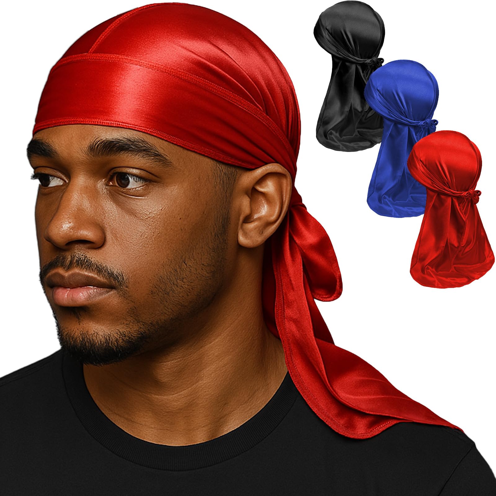 Premium Durag Pack for Men Silky Doo Rag for 360 540 720 Waves