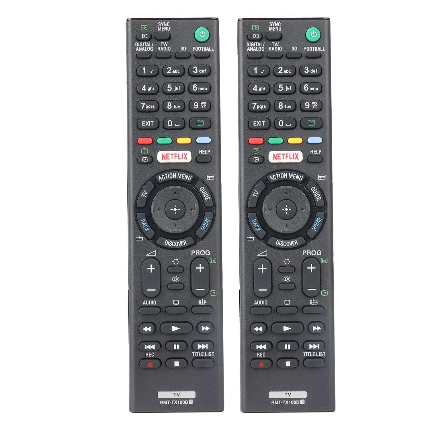 2PCS RMT-TX100D Remote Control Compatible With Sony Smart TV KD-43X8301C KDL-75W855C KDL-55W807C KDL-65W857C KDL-65W859C Replacement Controller With Netflix Button