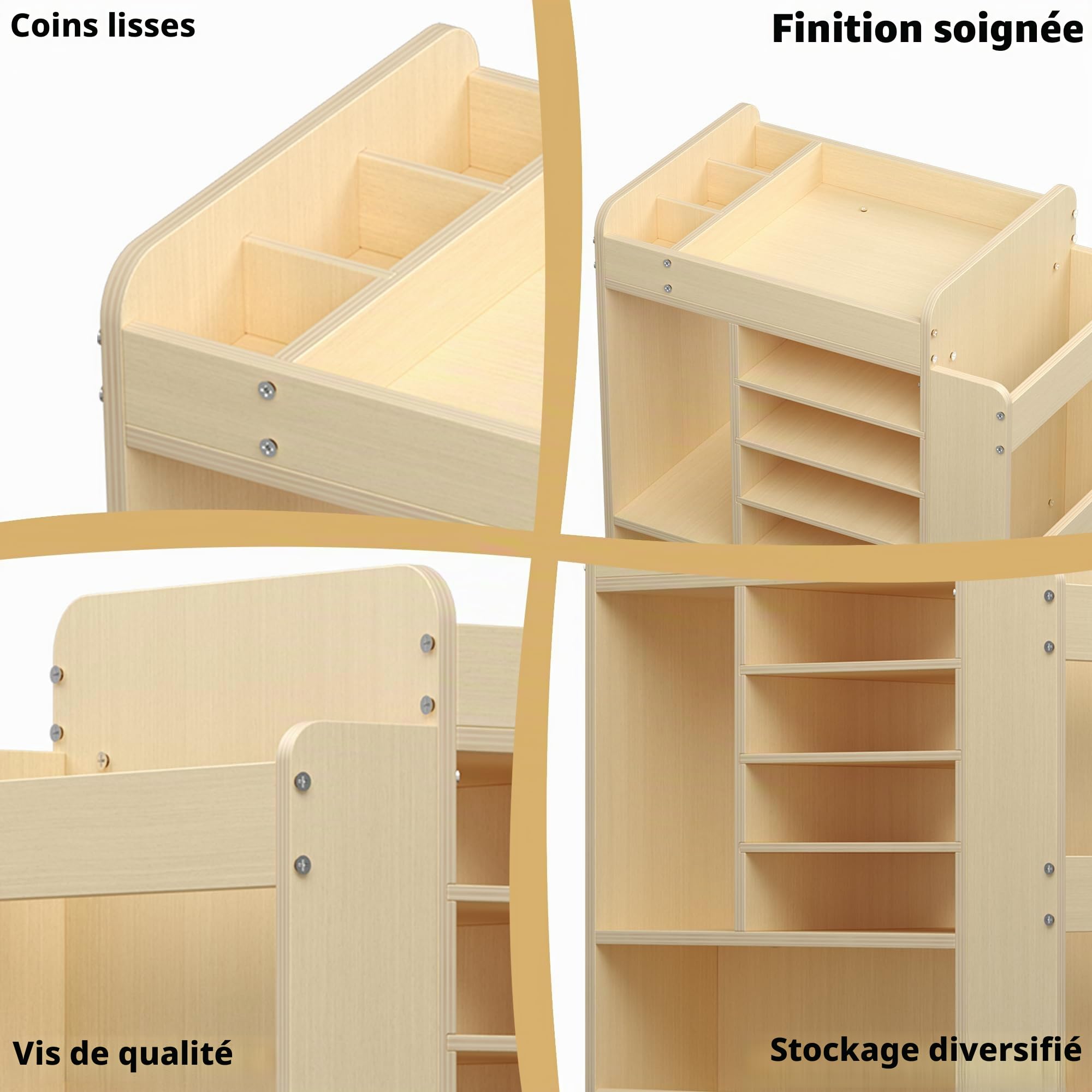 uyoyous Art Cart Rolling Wood, Organisateur de Fournitures pour l'art et l'artisanat, Armoire de Rangement multifonctionnelle pour l'artisanat