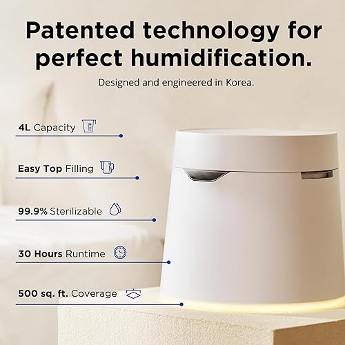Miniatura 3 de Carepod Humidificador One Plus de acero inoxidable para habitación grande con luz de estado de ánimo, silencioso y seguro para el bebé, solo 3